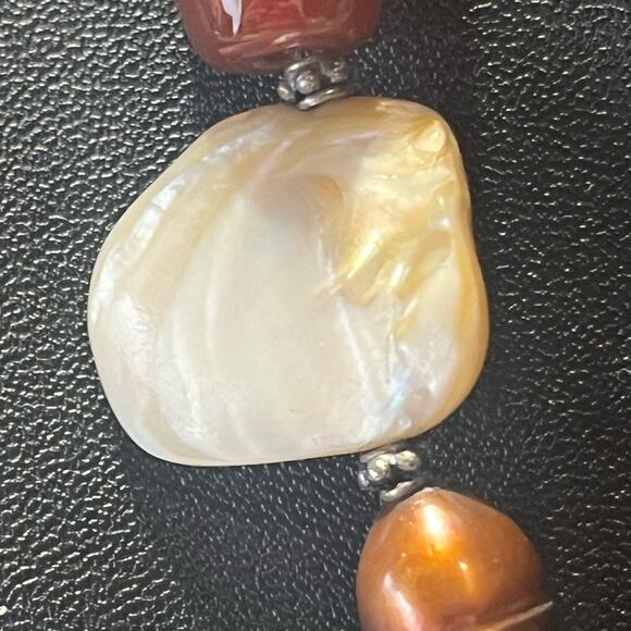 Donna Dressler Sterling Silver blister pearl red jasper necklace - Picture 8 of 8